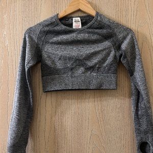 Gymshark long sleeve crop top, gray, like new, size s